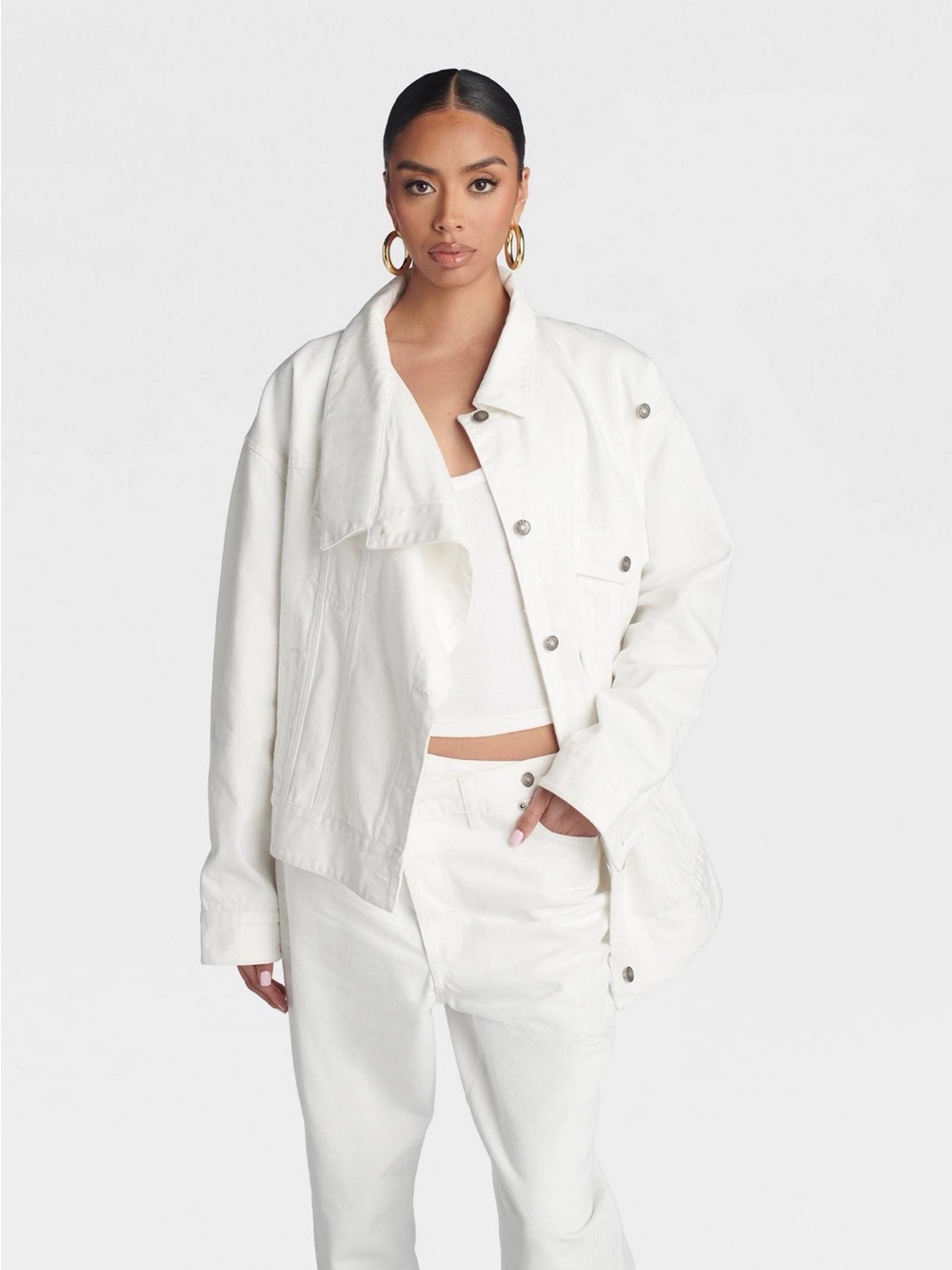 KBB by KAHLANA Women's 'The Asym Denim Jacket' - White